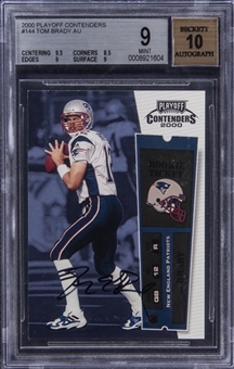 2000 Playoff Contenders "Rookie Ticket" Autograph #144 Tom Brady Signed Rookie Card – BGS MINT 9/BGS 10